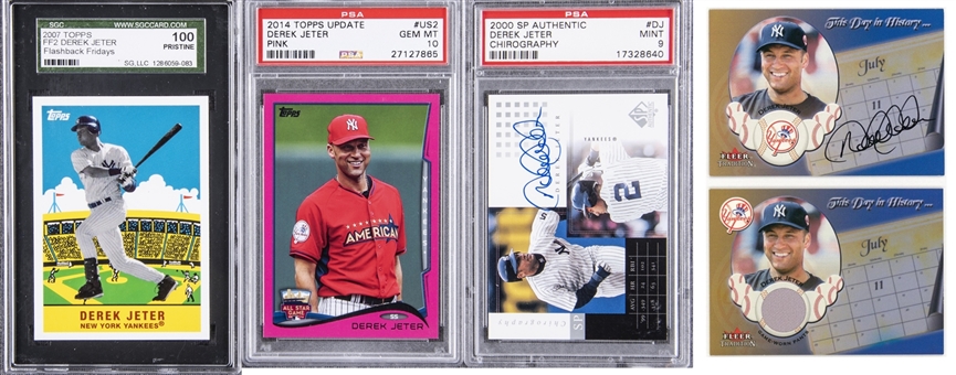 2000-2014 Topps, SP and Fleer Derek Jeter Cards (5 Different) – Including Game Used, Signed and Graded Items